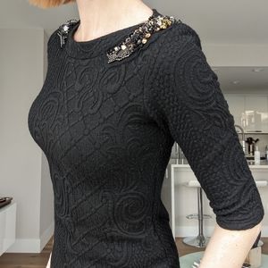 Black Donatella ViaRoma Sweater Dress - Cocktail, Embellished Shoulder